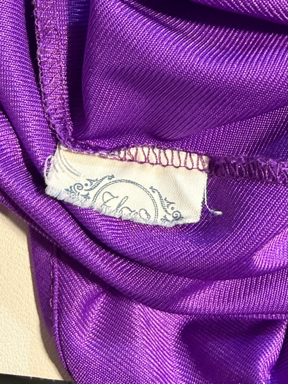 VINTAGE violet purple nylon silky nightgown slip dress maxi side slit lace sexy - Picture 9 of 13